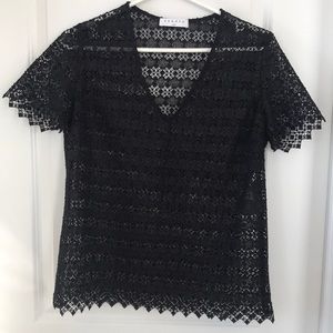 Sandro black lace short sleeved top